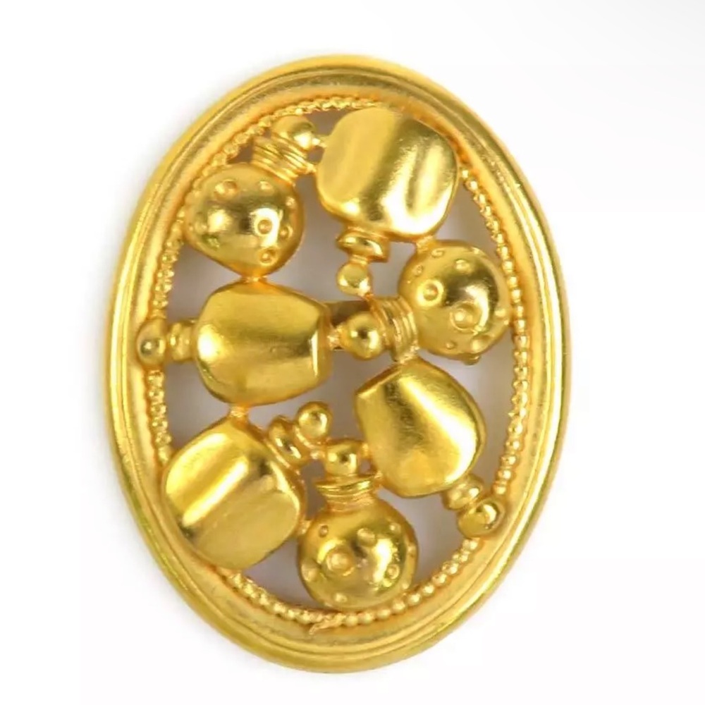 CHRISTIAN DIOR Parfums Pin Brooch Gold Plated ~2”x1.6” vintage. - Picture 5 of 5